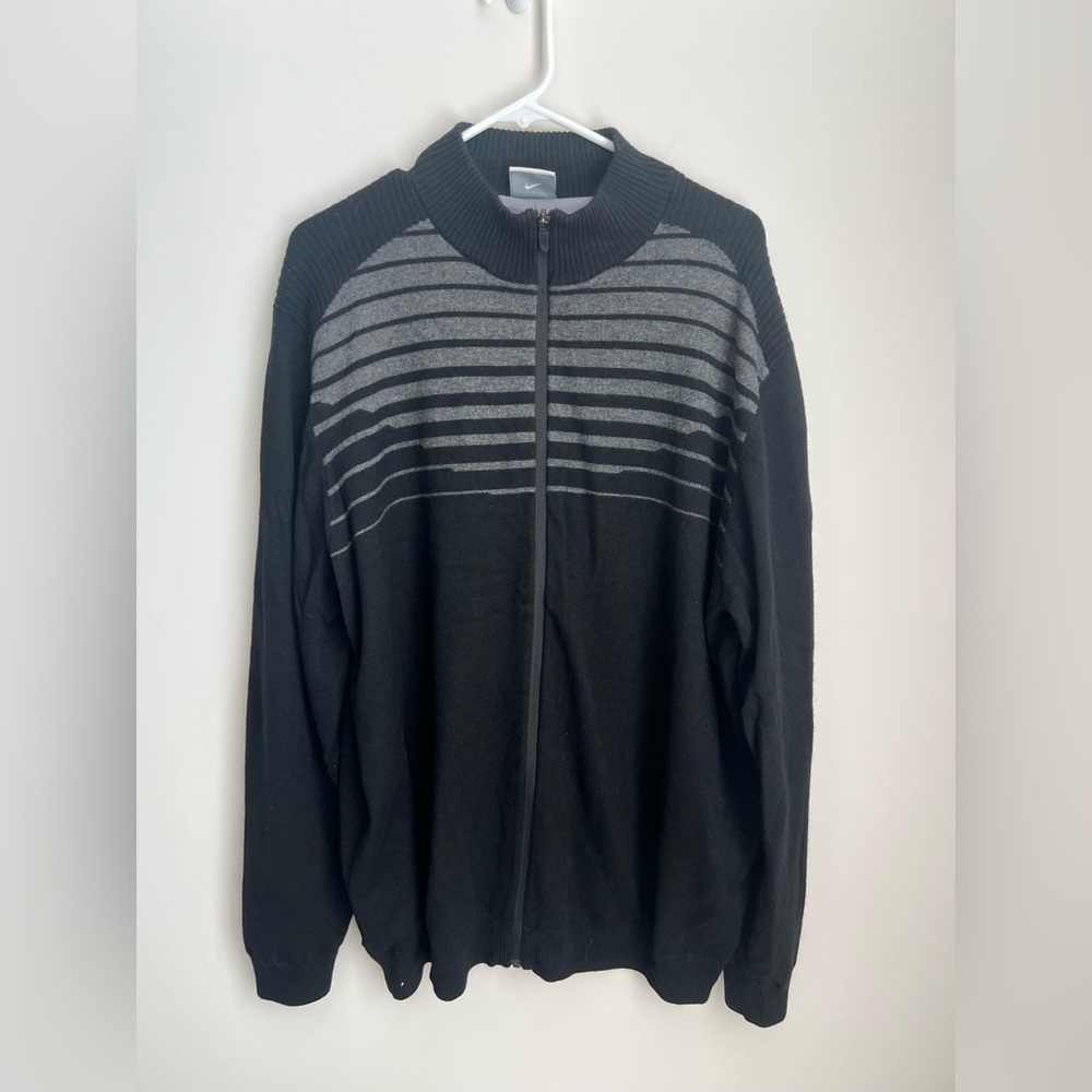 Nike Golf Men's Black/ Gray Zip-Up Wool Sweater XXL